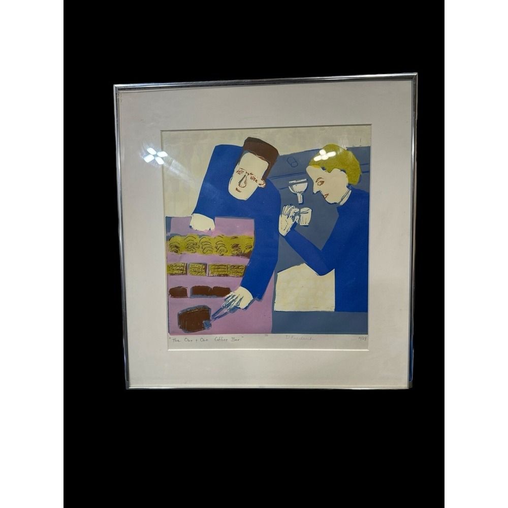 RARE Vintage Deborah Frederick Print. "The One & One Coffee Bar" 4/16. SIGNED.